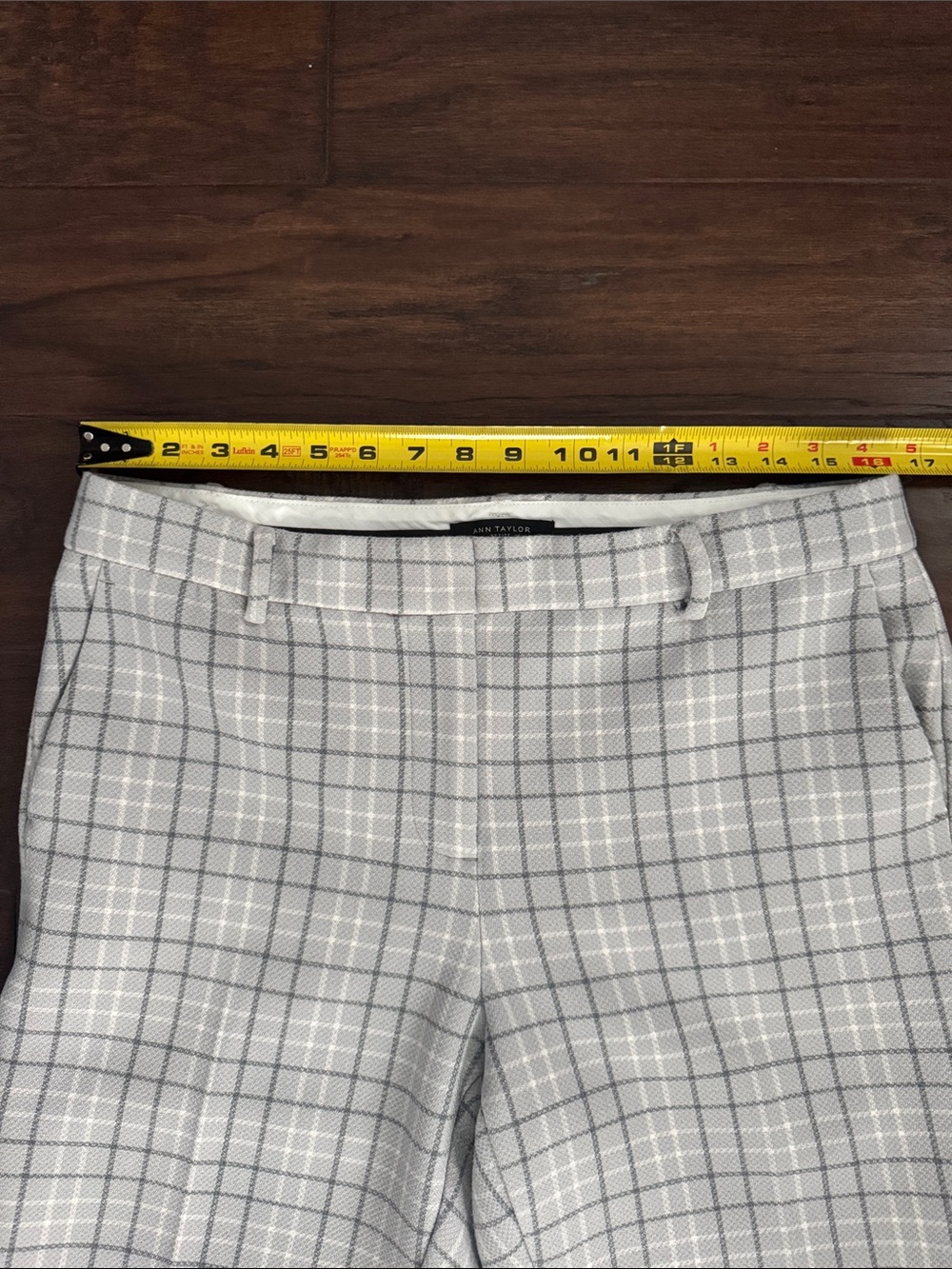 Ann Taylor Trouser 10 Petite Gray Plaid Cropped Dress Pants - Picture 6 of 8